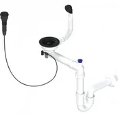 Syfony - LAVEO OKS 763T Syfon 3,5"Z przelewem z korkiem sterowanym przyciskiem z gładką osłoną na przelew Do zlewozmywaka granitowego i kompozytowego 1 komorowego Syfon oszczędzający miejsce w szafce typ Spa - miniaturka - grafika 1