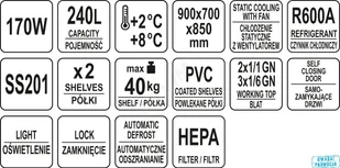 Yato STÓŁ CHŁODNICZY 240L 2 DRZWIOWY YG-05262 - Szafy i witryny chłodnicze - miniaturka - grafika 10