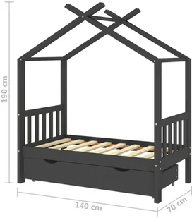 VidaXL Lumarko Łóżko dziecięce z szufladą, ciemnoszare, lita sosna, 70x140 cm 322151 VidaXL - Łóżeczka i kojce - miniaturka - grafika 7