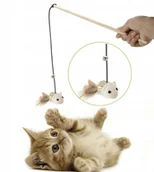 Zabawki dla kotów - BB-Shop Zabawka Wędka Myszka Z Piórkami Dla Kota - miniaturka - grafika 1