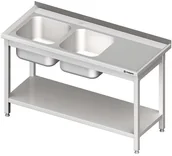 Stoły gastronomiczne - Stalgast Stół ze zlewem 2-kom.(l),z półką 1600x700x850 mm skręcany 980847160 - miniaturka - grafika 1