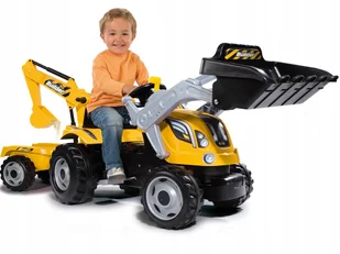 Smoby TRAKTOR MAX Z PRZYCZEPĄ ŁYŻKĄ I KOPARKĄ ŻÓŁTY 710301 710301 - Jeździki dla dzieci - miniaturka - grafika 2