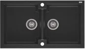Zlewozmywaki - AXIS GROUP Zlew Honest 160 2-komorowy czarny - miniaturka - grafika 1