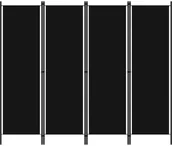 Parawany - vidaXL Parawan 4-panelowy, czarny, 200 x 180 cm vidaXL - miniaturka - grafika 1