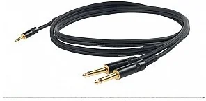 Proel chlp1 70lu5 profesjonalny przewód Y (Yong sheng 3,5 MM JACK stereo na 2 X Yong sheng 6,3 MM JACK Mono, pozłacane styki, 5 m) Czarny Proel CHLP170LU5 - Kable - miniaturka - grafika 2