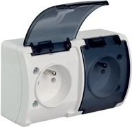 Gniazdka elektryczne - LEDart ELEKTRO_PLAST podwójne z uziemieniem Koala biały/dymny 61.385 - miniaturka - grafika 1