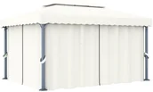 Altany ogrodowe - vidaXL Altana ogrodowa z zasłonami, 4 x 3 m, kremowa - miniaturka - grafika 1
