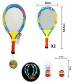 Zabawki i gry sportowe - Rakiety tenisowe świecące LED + lotki KX6180 - miniaturka - grafika 1
