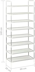 vidaXL Lumarko Stojak na buty z 8 półkami, metal i włóknina, srebrny 330043 - Szafki na buty - miniaturka - grafika 7