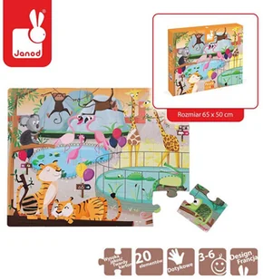 Janod Puzzle sensoryczne 20 elementów Wycieczka do zoo, - Klocki - miniaturka - grafika 2