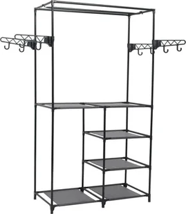 vidaXL Stojak na ubrania, stal i włóknina, 87 x 44 x 158 cm, czarny - Wieszaki i stojaki - miniaturka - grafika 2