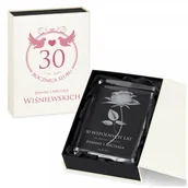 Gadżety dla niej i dla niego - Murrano Kryształ 3D Grawerowany Róża w Personalizowanym Opakowaniu na Rocznicę KRSZ-R1-006 - miniaturka - grafika 1