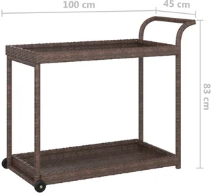 shumee Wózek barowy brązowy 100x45x83 cm polirattan - Wózki na żywność - miniaturka - grafika 7