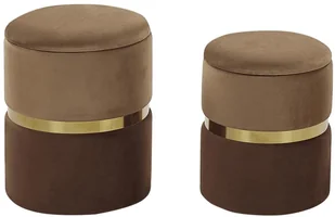 Beliani Beliani Zestaw 2 pufów z pojemnikiem brązowy WICHITA - Pufy i podnóżki - miniaturka - grafika 2