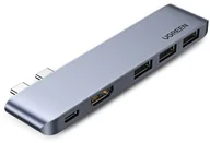 Huby USB - Ugreen Ugreen wielofunkcyjny HUB 2x USB Typ C na USB Typ C PD (Thunderbolt 3, 100W, 4K@60 Hz, 10 Gbps) / HDMI 4K@30 Hz / 3x USB 3.0 do MacBook Pro / Air szary (60559) 60559 - miniaturka - grafika 1