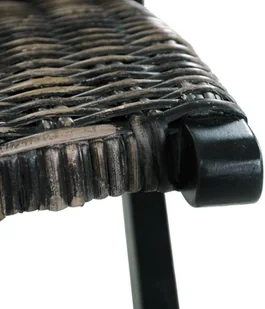 vidaXL Krzesło, czarne, naturalny rattan kubu i lite drewno mahoniowe - Krzesła - miniaturka - grafika 5