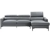 Narożniki - Vente-Unique Narożna sofa ze skóry bawolej FLORENCE - kolor antracytowy - narożnik prawostronny - miniaturka - grafika 1