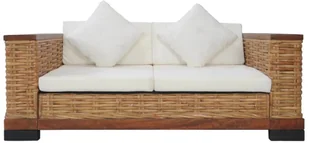 vidaXL 2-cz. zestaw wypoczynkowy, poduszki, brązowy, naturalny rattan 3+2 - Komplety wypoczynkowe - miniaturka - grafika 5