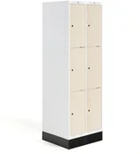 Meble do szkół i przedszkoli - AJ Produkty Szafka do szatni ROZ, 2 moduły, 6 drzwi, 1740x600x550 mm, brzoza, z podstawą - miniaturka - grafika 1