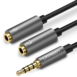 UGREEN kabel przewód rozdzielacz słuchawkowy 3,5 mm mini jack AUX mikrofon 20cm (mikrofon + wyjście stereo) srebrny (30619) - Kable - miniaturka - grafika 3