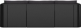 vidaXL 3-częściowa sofa ogrodowa, poduszki, rattan PE, czarny - Ławki ogrodowe - miniaturka - grafika 4