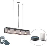 QAZQA Przemysłowa lampa wisząca czarna siatka 4-źródła światła E27 WiFi - Cage