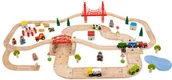 Pociągi dla dzieci - Bigjigs Toys Kolejka drewniana z drogą - miniaturka - grafika 1