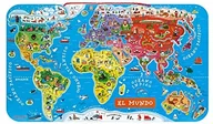 Puzzle - Janod Puzzle magnetyczna mapa świata z drewna, 92 części, hiszpańskie J05503 - miniaturka - grafika 1