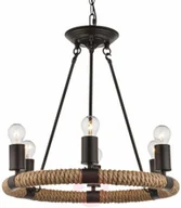 Lampy sufitowe - Globo Lighting LAMPA wisząca ULLEU 69029-6 rustykalny ŻYRANDOL na łańcuchu OPRAWA zwis koło czarna 69029-6 - miniaturka - grafika 1