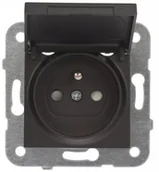 Gniazdka elektryczne - Viko Panasonic Gniazdo z uziemieniem z klapką z przesłonami styków Panasonic Novella czarny 92105570M - miniaturka - grafika 1