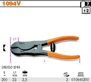Beta SZCZYPCE TNĄCE BOCZNE DŹWIGNIOWE 200MM 1094V/200 - Kombinerki i obcęgi - miniaturka - grafika 2