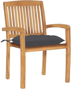 vidaXL Sztaplowane krzesła ogrodowe z poduszkami, 6 szt., tekowe! 3073267 - Fotele i krzesła ogrodowe - miniaturka - grafika 3