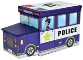 Pudła i pojemniki do przechowywania - Pufa dziecięca AUTO POLICJA NIEBIESKIE 55 X 26 X 31 CM - miniaturka - grafika 1