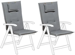 Beliani Zestaw 2 poduszek na krzesła ogrodowe szary TOSCANA - Poduszki ogrodowe - miniaturka - grafika 2