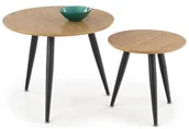 Ławy i stoliki kawowe - Halmar Zestaw stolików kawowych Mentona 2 dąb złoty/czarny HM-N21-110 - miniaturka - grafika 1