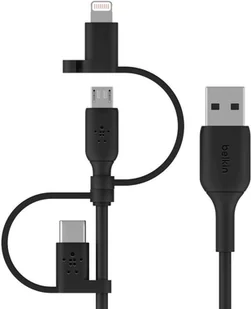 Belkin Uniwersalny kabel (3 w 1, USB-C, Lightning, kabel micro USB) do ładowania smartfonów, tabletów, powerbanków i innych urządzeń (1 m), CAC001bt1MBK CAC001bt1MBK - Kable USB - miniaturka - grafika 3