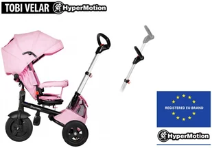 HyperMotion Rowerek trójkołowy Tobi Velar + folia przeciwdeszczowa - różowy TOBI VELAR PINK - Rowerki trójkołowe - miniaturka - grafika 3