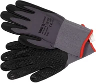 Rękawice robocze - RĘKAWICE OCHRONNE NYLONOWE POWLEKANE SPIENIONYM NITRYLEM Z ANTYPOŚLIZGOWYM NAKROPIENIEM ROZMIAR 8 YT-74757 - miniaturka - grafika 1