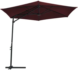 vidaXL Parasol ogrodowy na stalowym słupku, 300 cm, bordowy vidaXL - Parasole ogrodowe - miniaturka - grafika 3