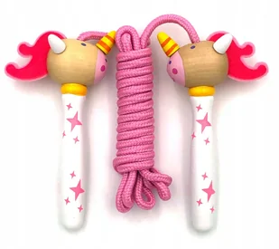 Small Foot by Legler Small Foot 11275 Luna z drewna, certyfikat FSC 100%, 12-częściowy zestaw skakanek w popularnym i czarującym wzornictwie jednorożca, animuje zabawnie do aktywności fizycznej, długość liny: ok. Zabawka - Rolki - miniaturka - grafika 3