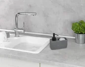 Pozostałe akcesoria kuchenne - Wenko Dozownik płynu do naczyń RESA MARBLE z przegrodą na gąbkę 54669100 - miniaturka - grafika 1