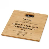 Wagi łazienkowe - Murrano Waga bambusowa łazienkowa z nadrukiem dla pary na ślub WAG2-019 - miniaturka - grafika 1