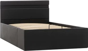 vidaXL Rama łóżka z podnośnikiem i LED, czarna, ekoskóra, 90 x 200 cm - Łóżka - miniaturka - grafika 3