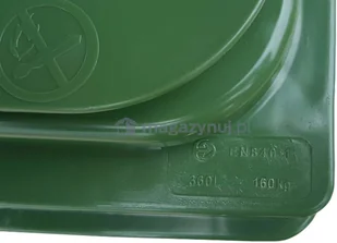 Pojemnik do segregacji odpadów na kółkach pojemność 360 l (kolor zielony) - Kosze na śmieci - miniaturka - grafika 2