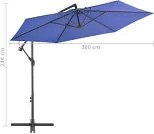 vidaXL Parasol wiszący z aluminiowym słupkiem, 300 cm, niebieski vidaXL - Parasole ogrodowe - miniaturka - grafika 8