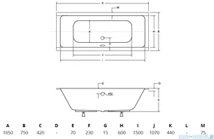 Besco Quadro Slim 165x75 WAQ-165-SL - Wanny - miniaturka - grafika 2