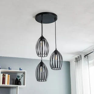 Euluna Lampa wisząca Dali czarna, 3-punktowa okrągła - Lampy sufitowe - miniaturka - grafika 2