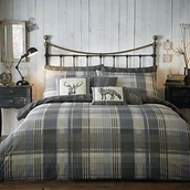 Pościel dla dzieci - Karo Dreams N Drapes Connolly Check zestaw pościeli z zamkiem poszewka na poduszkę, antracyt CNKCH51PHD - miniaturka - grafika 1