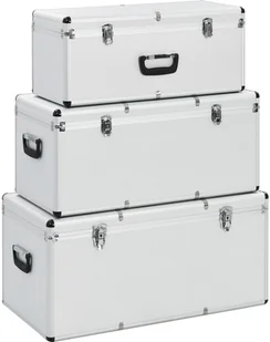 Vida Skrzynie do przechowywania 3 szt. srebrne aluminiowe V-91852 - Pudła i pojemniki do przechowywania - miniaturka - grafika 2