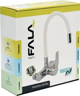 FALA BATERIA ZLEWOZMYWAKOWA ŚCIENNA Z ELASTYCZNĄ WYLEWKĄ FLEXIBLE WHITE 75671 - Baterie kuchenne - miniaturka - grafika 5